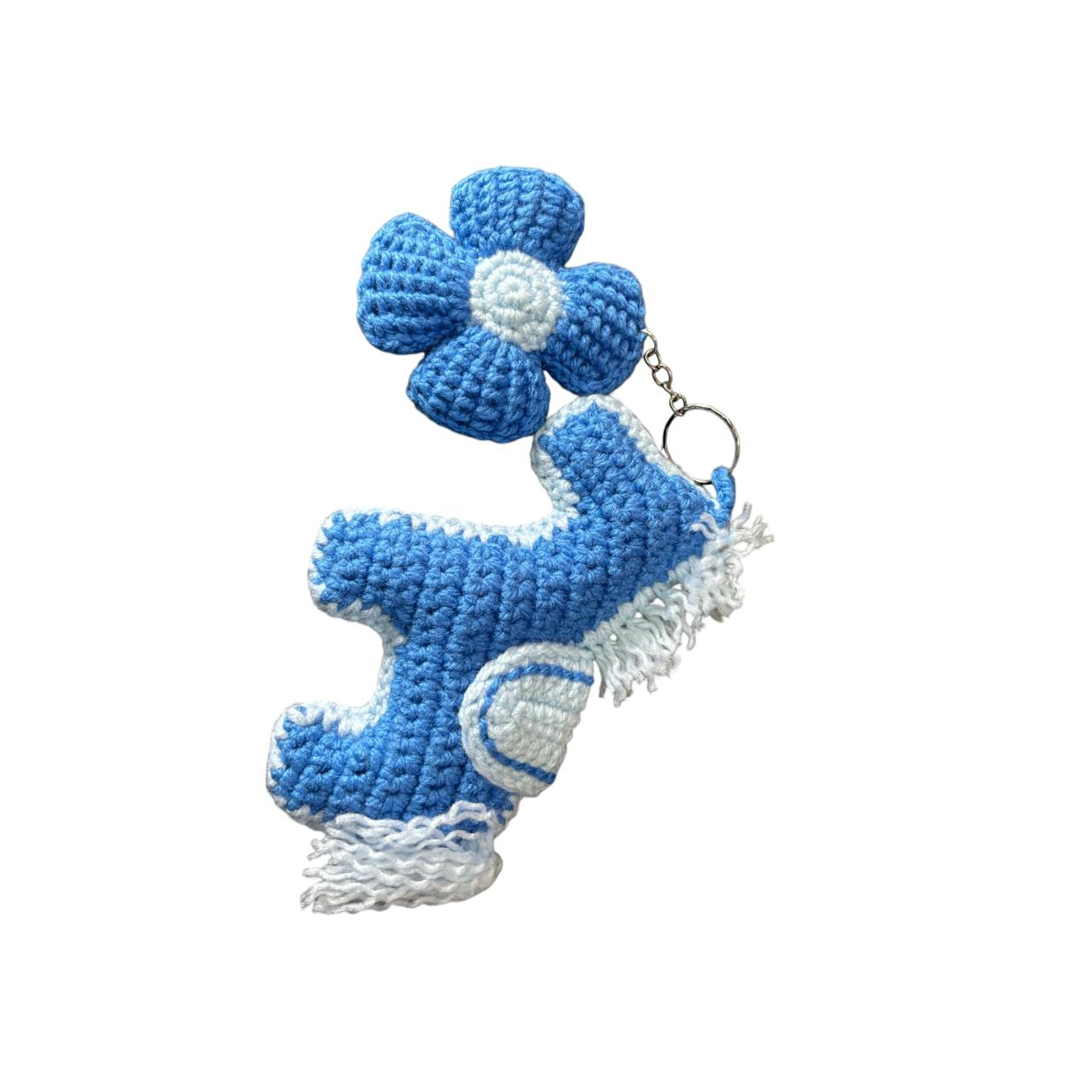 Crochet horse with flower key chain