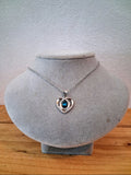 Silver heart blue stone pendant